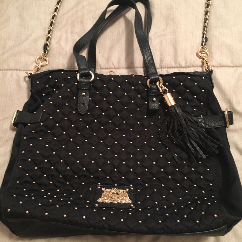 Juicy Couture Lauryn Black And Gold Studded Bag Shoulder Bag Like New